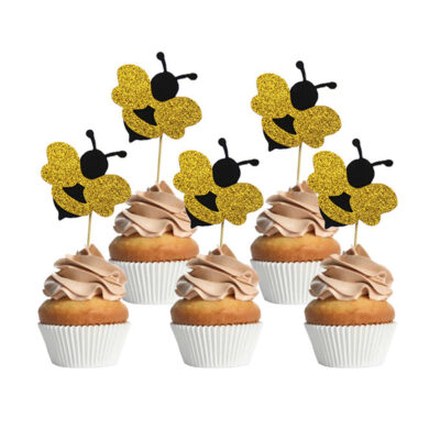 Happy Bee cupcake toppers 10 pieces, Auckland NZ