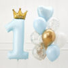 Jumbo Crown Blue Number 1 Foil balloons pack