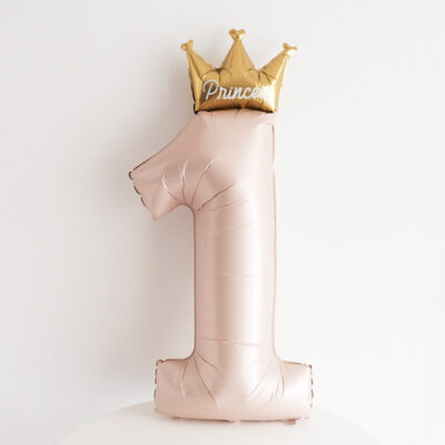 Jumbo Crown Pink Number 1 Foil balloon Baby pink crown number 1 foil balloon with gold Princess crown