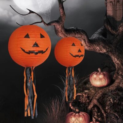 Orange Halloween Pumpkin Paper Lanterns