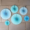 Baby blue paper fan party decoration kit 6 pieces 39cm 29cm 20cm, Auckland NZ