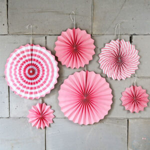 Baby pink paper fan party decoration kit 6 pieces 39cm 29cm 20cm, Auckland NZ