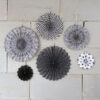 6pcs Black Paper Fan 6 piece black paper fan party decoration pack, Auckland NZ