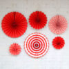 6pcs Christmas Paper Fan 6 piece Christmas red paper fan party decoration pack, Auckland NZ
