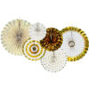 6pcs Gold Paper Fan 6 piece foil gold paper fan party decoration pack, Auckland NZ
