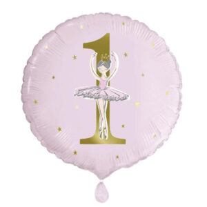 1st birthday ballerina round foil balloon 18 inch, Auckland NZ