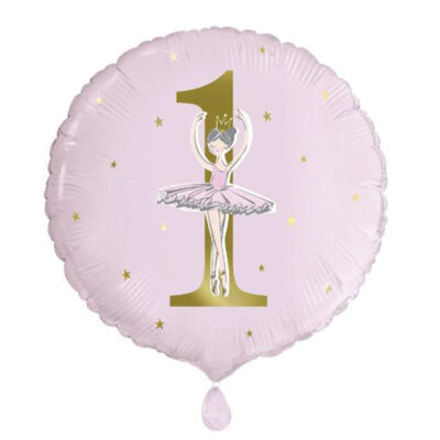 1st birthday ballerina round foil balloon 18 inch, Auckland NZ