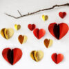 3D heart hanging string party decoration 6 pieces gold or red foil, Auckland NZ