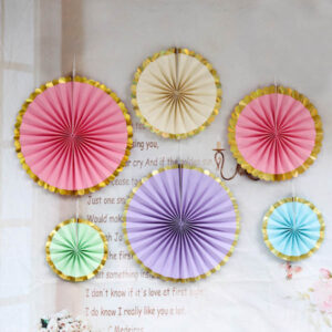 Pastel rainbow paper fan party decoration kit 6 pieces 39cm 29cm 20cm, Auckland NZ