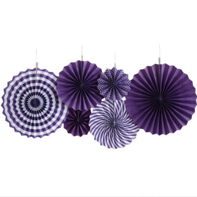 6pcs Purple Paper Fan 6 piece purple paper fan party decoration pack, Auckland NZ