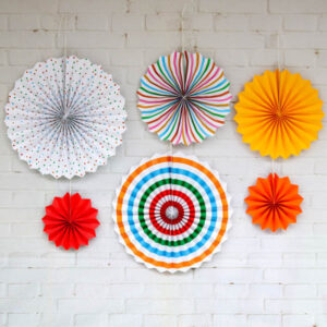 Peppa Pig kids rainbow paper fan party decoration pack 6 pieces, Auckland NZ