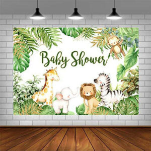 Wild Animals baby shower wall backdrop 150x100cm premium fabric, Auckland NZ