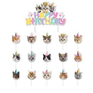 Little kittens birthday cake topper set 16 pieces, pet party Auckland NZ