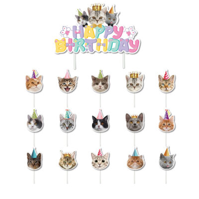Little kittens birthday cake topper set 16 pieces, pet party Auckland NZ