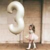Giant Cream White Foil Number Balloons 100cm NZ