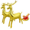 Elk Sleigh Christmas Aluminum Balloon Gold Christmas 4D standing elk and sleigh foil balloon 122cm, Auckland NZ