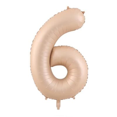 JUMBO GIANT NUMBER FOIL BALLOONS Caramel Cream 6