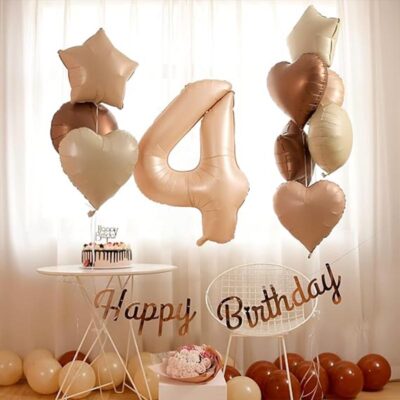 JUMBO GIANT NUMBER FOIL BALLOONS Caramel Cream cover