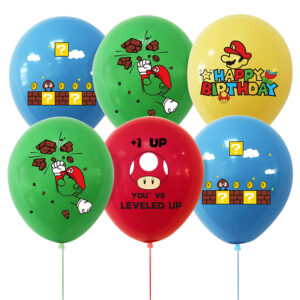 Super Mario printed balloon package 6pcs — 12 inch latex party balloons, Auckland NZ