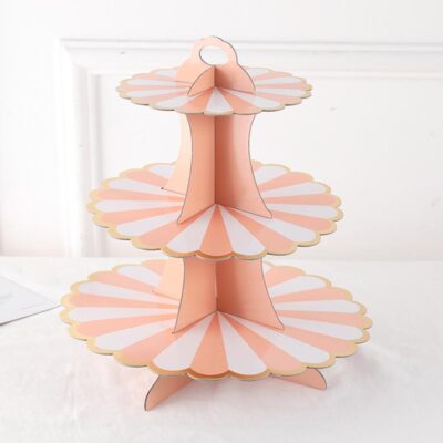 3 tiered cardboard cupcake stand blushing petals, baby shower Auckland NZ