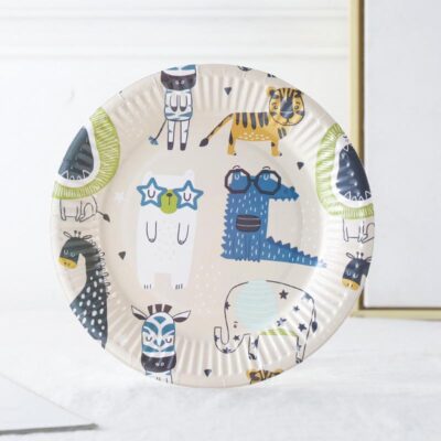Animal party parade birthday plates 7 inch 10 pieces 18cm, Auckland NZ