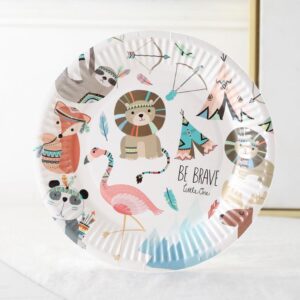 Tribal wilderness adventure birthday plates 7 inch 10 pieces 18cm, Auckland NZ