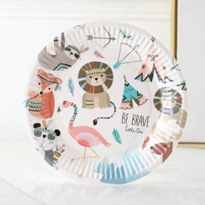 Tribal wilderness adventure birthday plates 7 inch 10 pieces 18cm, Auckland NZ
