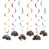 Monster Truck Spiral Swirls Hanging Decorations Monster truck party theme ceiling hanging swirl decoration, Auckland NZ