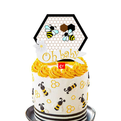 Oh Baby Bee Baby shower cake topper Oh Baby Bee hexagon baby shower cake topper acrylic, Auckland NZ
