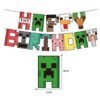 Minecraft party theme Happy Birthday party banner, Auckland NZ
