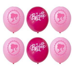 Barbie party latex balloon package 6 pieces 12 inch pink, Auckland NZ