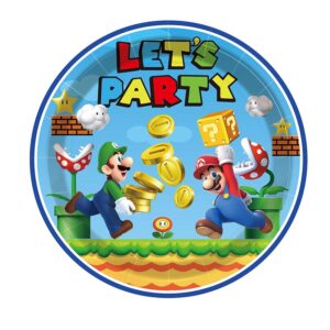 Super Mario birthday plates 7 inch — pack of 10, party tableware Auckland NZ