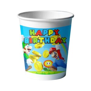 Super Mario birthday cups — pack of 10, party tableware Auckland NZ