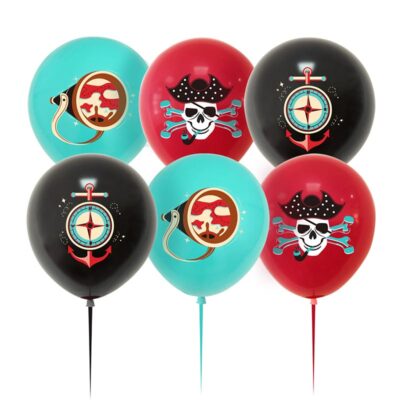 Pirate party latex balloon package 6 pieces 12 inch helium quality, Auckland NZ
