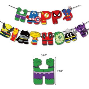 Superhero theme Happy Birthday banner 14 pieces, Auckland NZ