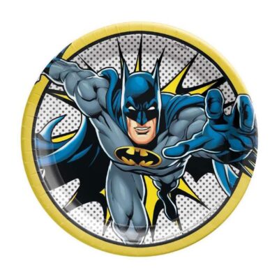 Batman Heroes Unite round paper plates 23cm 8 pieces, Auckland NZ