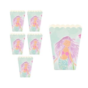 Mermaid party theme popcorn box 6 pieces 6.5x4.5x13cm, Auckland NZ