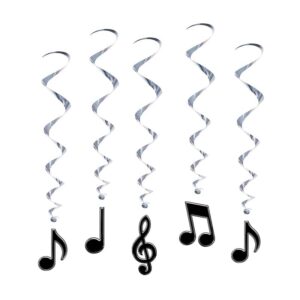Music notes neon coloured hanging decoration whirls 5 pieces, Auckland NZ