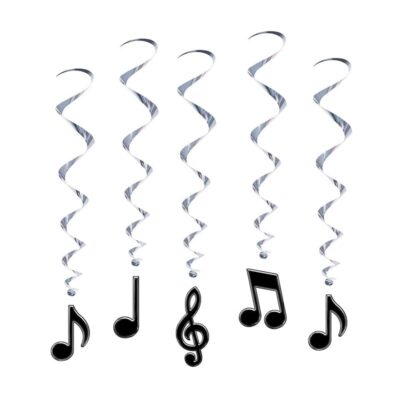 Music notes neon coloured hanging decoration whirls 5 pieces, Auckland NZ