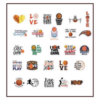 Basketball theme party stickers 50 pieces 2.1-2.9 inch vinyl, Auckland NZ