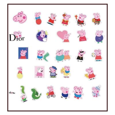 Peppa Pig classic party stickers 50 pieces waterproof vinyl, Auckland NZ