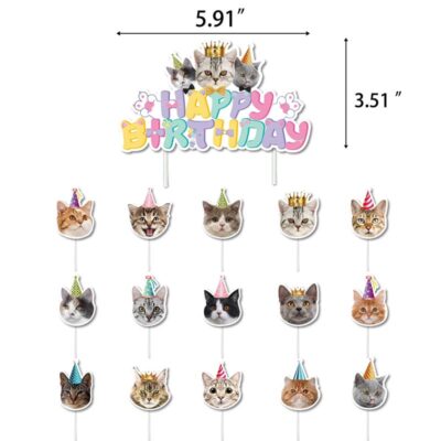 Cat theme cake topper 16pcs-2
