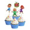 Cocomelon birthday cupcake toppers 24 pieces, party decoration Auckland NZ