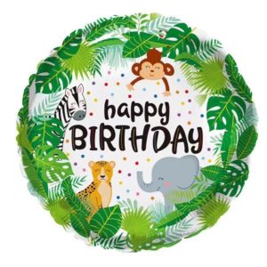 Safari jungle party Happy Birthday foil balloon 18 inch 46cm, Auckland NZ