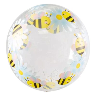 Sweet Bees & Daisies clear bubble balloon Happy Birthday sweet bees daisies clear bubble balloon 22 inch Qualatex, Auckland NZ