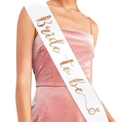 “bride to Be” Rose gold on White Sash Bride to Be rose gold on white sash 78cm, hens night Auckland NZ