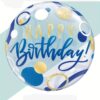 Happy Birthday blue bubble balloon 56cm Qualatex, Auckland NZ