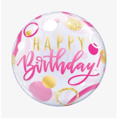 Happy Birthday pink bubble balloon 56cm Qualatex, Auckland NZ