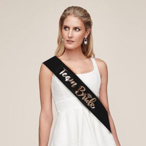 Team Bride rose gold on black sash 78cm, hens night Auckland NZ