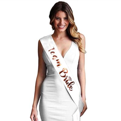 “Team Bride” Rose gold on white Sash Team Bride rose gold on white sash 78cm, hens night Auckland NZ
